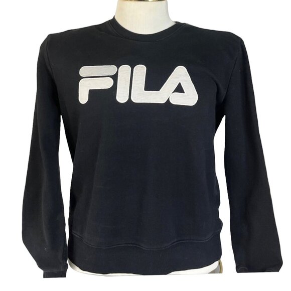 Fila Long Sleeve Spell Out Tshirt Mens Medium Black - Picture 1 of 9